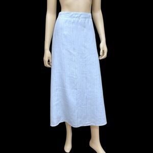Talbots Skirt Women 14 Petite Blue Linen Blend Maxi Midi NWOT